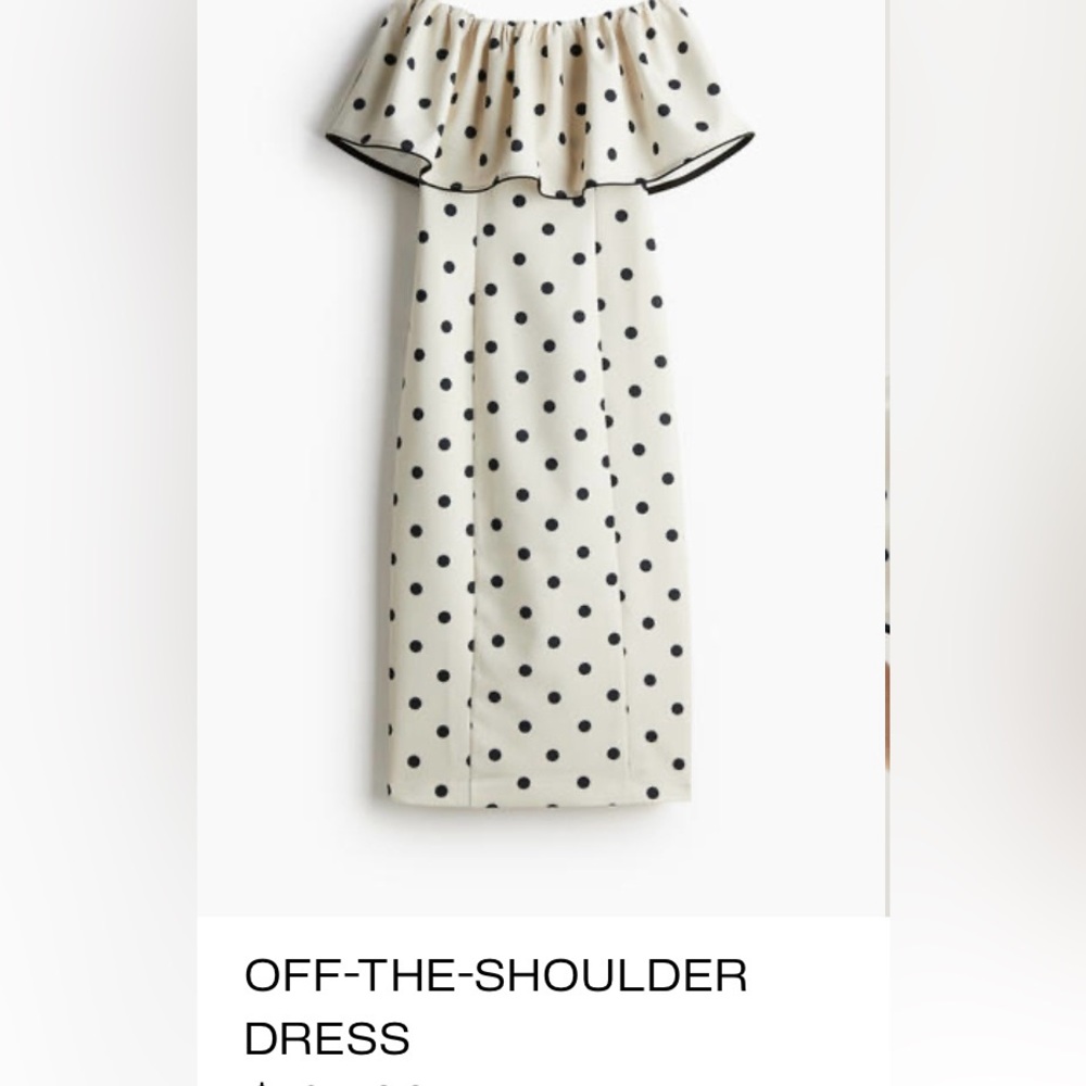H&M Polka Dot Off-the-Shoulder Dress. New with Tag
